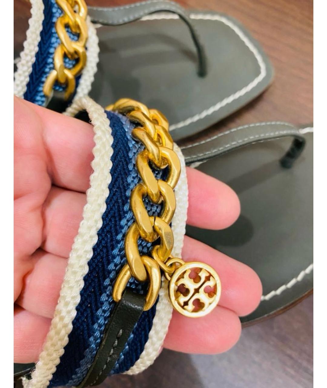 TORY BURCH Зеленые кожаные сандалии, фото 3
