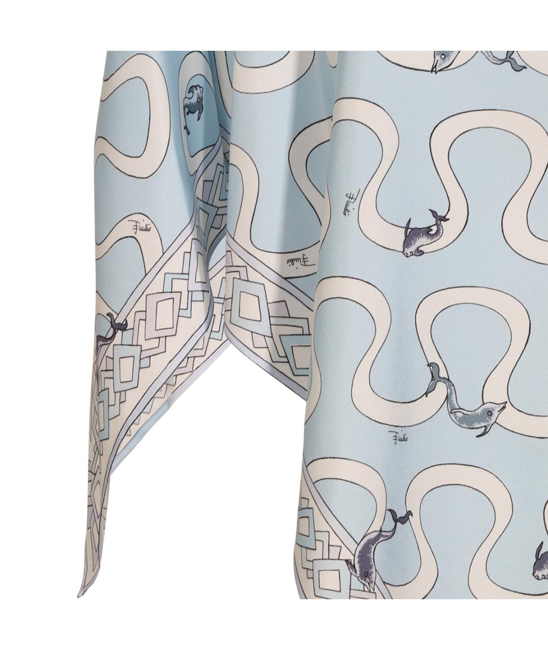EMILIO PUCCI Голубая шелковая блузы, фото 3