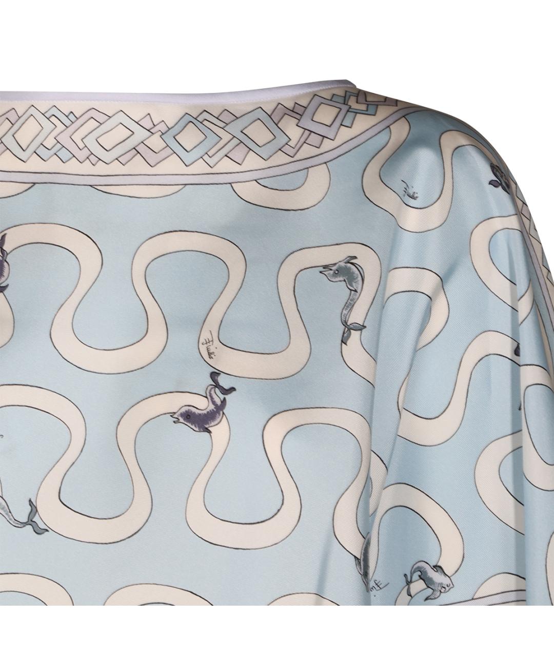 EMILIO PUCCI Голубая шелковая блузы, фото 4