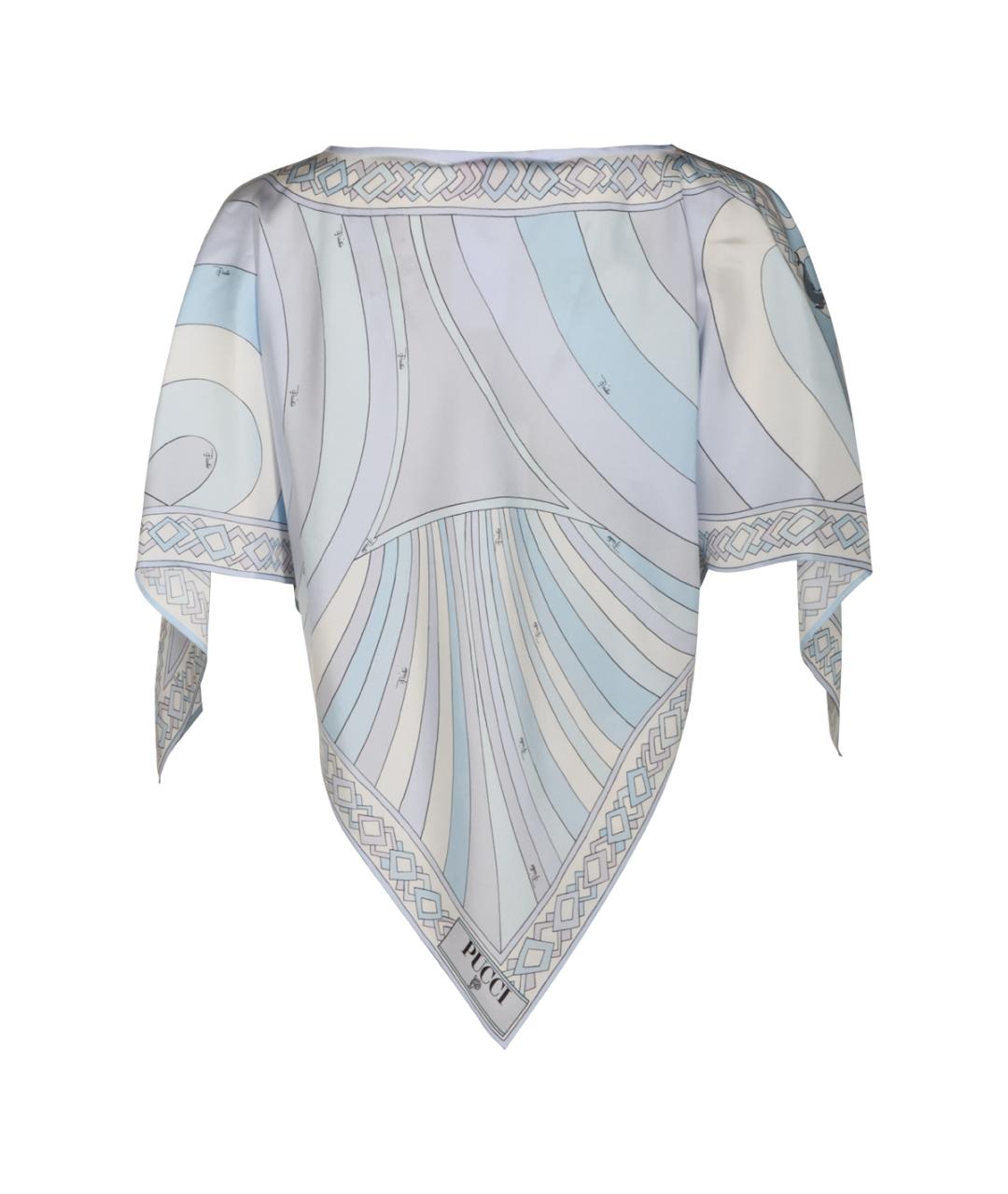 EMILIO PUCCI Голубая шелковая блузы, фото 2