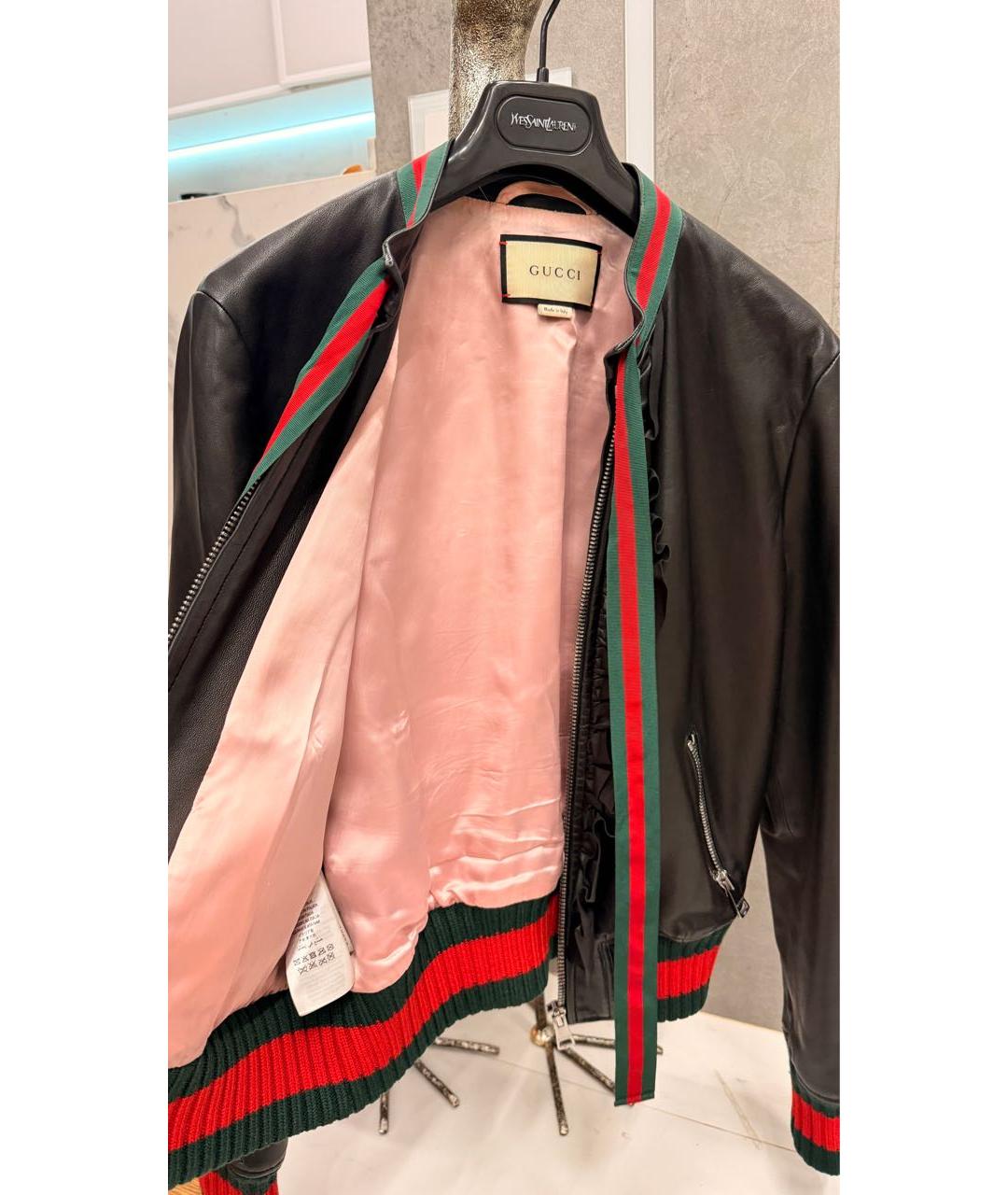 GUCCI Черная кожаная куртка, фото 3