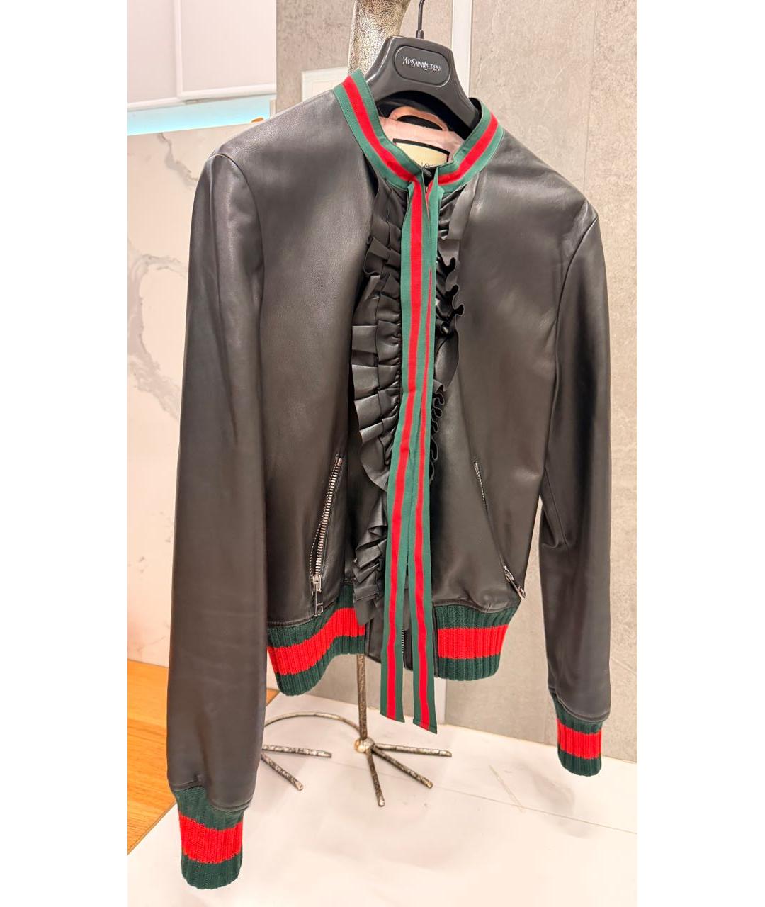 GUCCI Черная кожаная куртка, фото 6