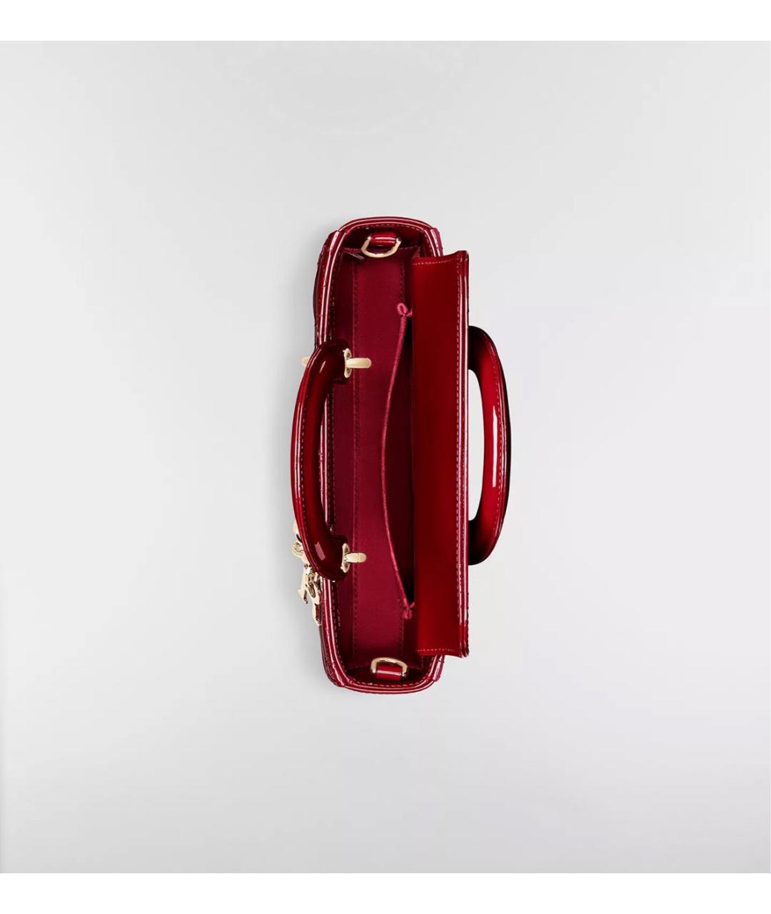 CHRISTIAN DIOR Бордовая сумка с короткими ручками из лакированной кожи, фото 4
