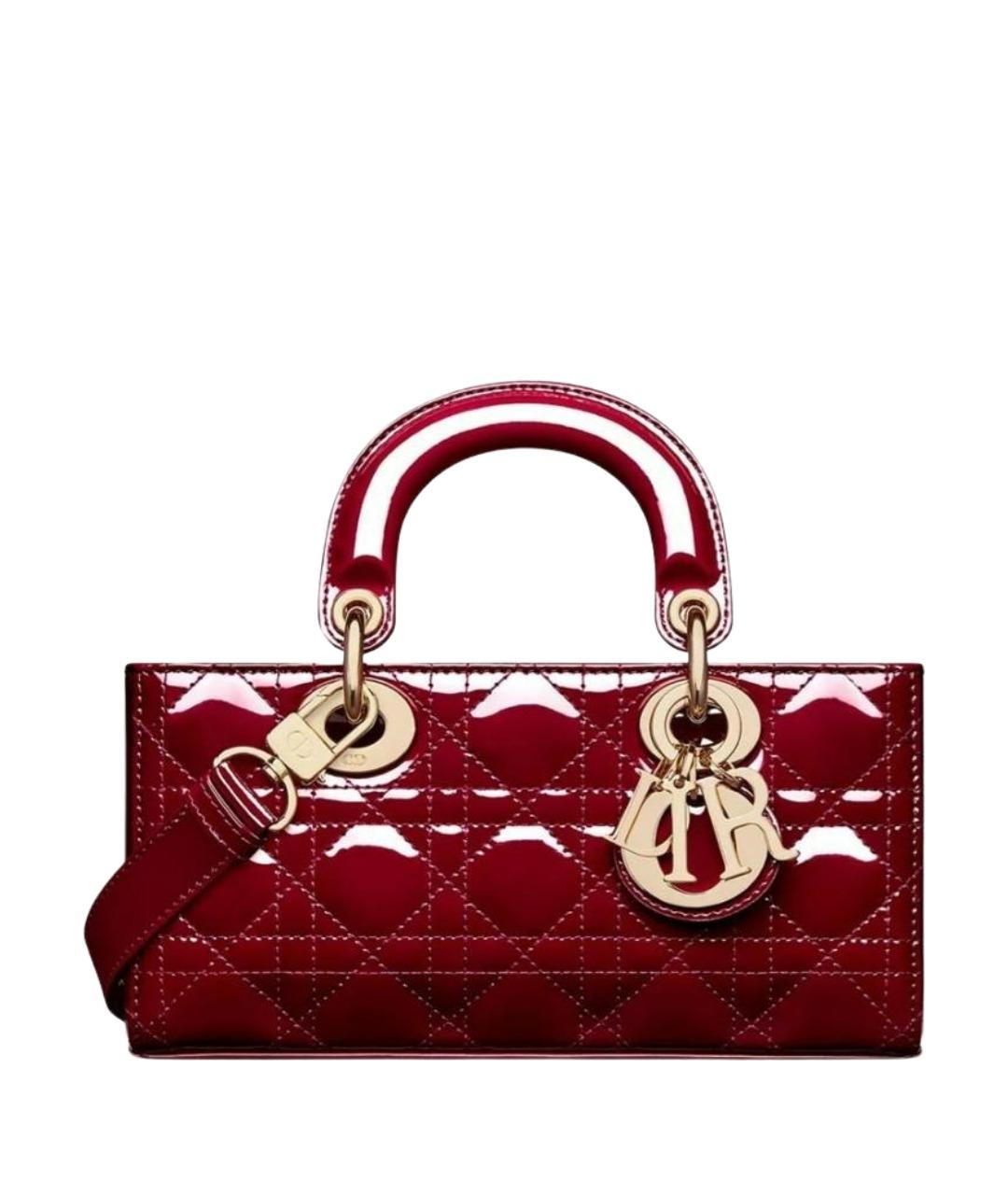 CHRISTIAN DIOR Бордовая сумка с короткими ручками из лакированной кожи, фото 1