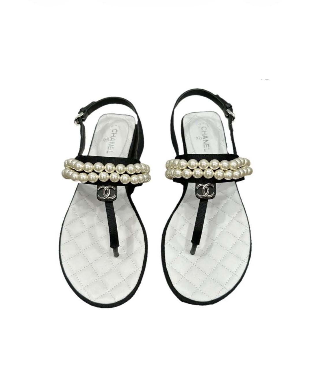 CHANEL Черные кожаные сандалии, фото 2