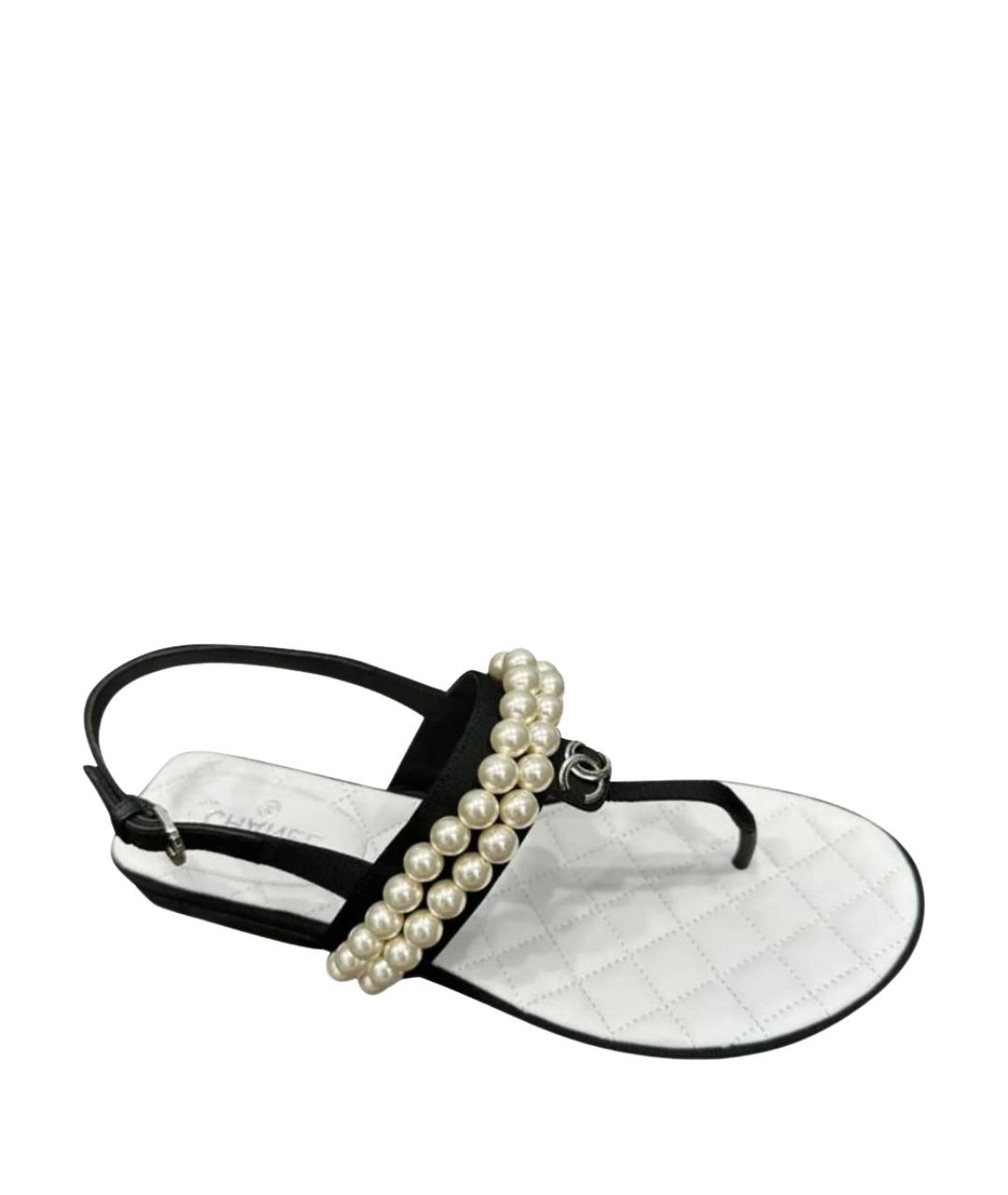 CHANEL Черные кожаные сандалии, фото 1