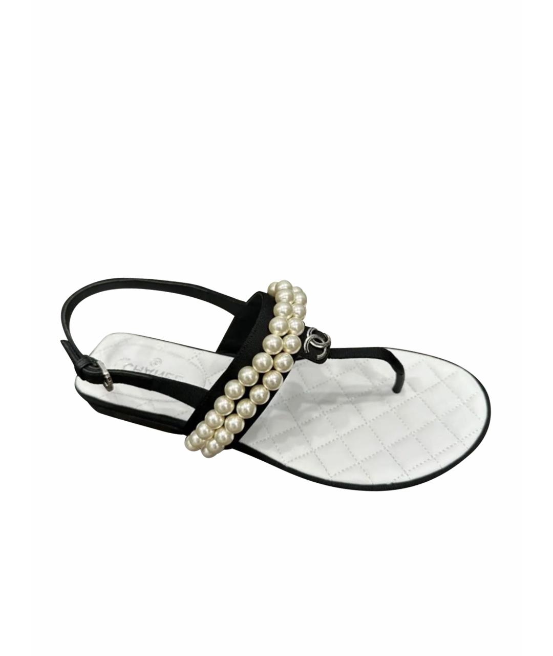 CHANEL Черные кожаные сандалии, фото 6