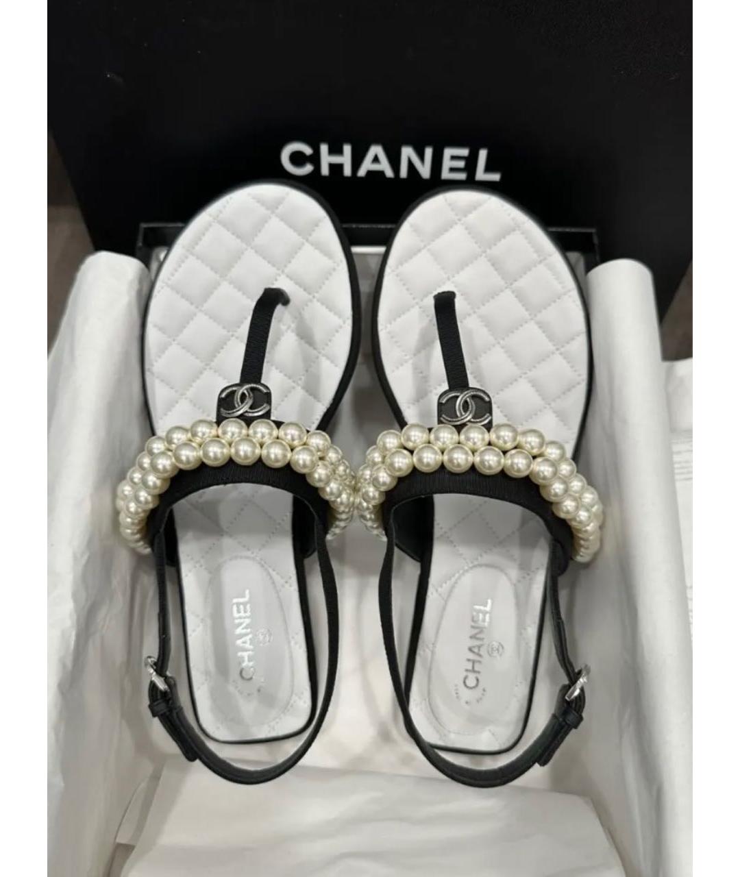 CHANEL Черные кожаные сандалии, фото 3