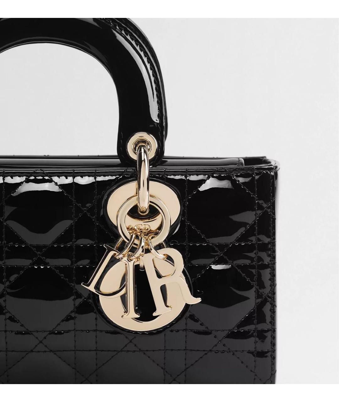 CHRISTIAN DIOR Черная сумка с короткими ручками из лакированной кожи, фото 6