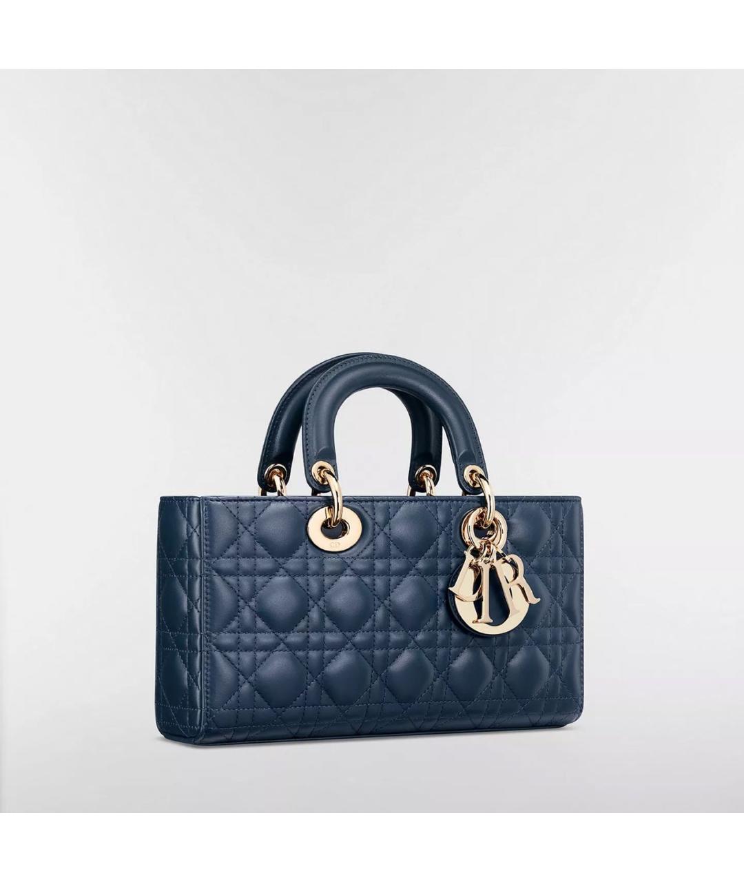 CHRISTIAN DIOR Синяя кожаная сумка с короткими ручками, фото 4