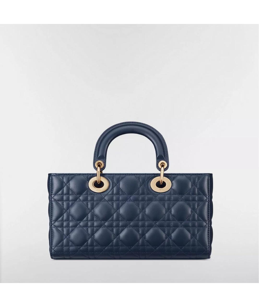 CHRISTIAN DIOR Синяя кожаная сумка с короткими ручками, фото 3