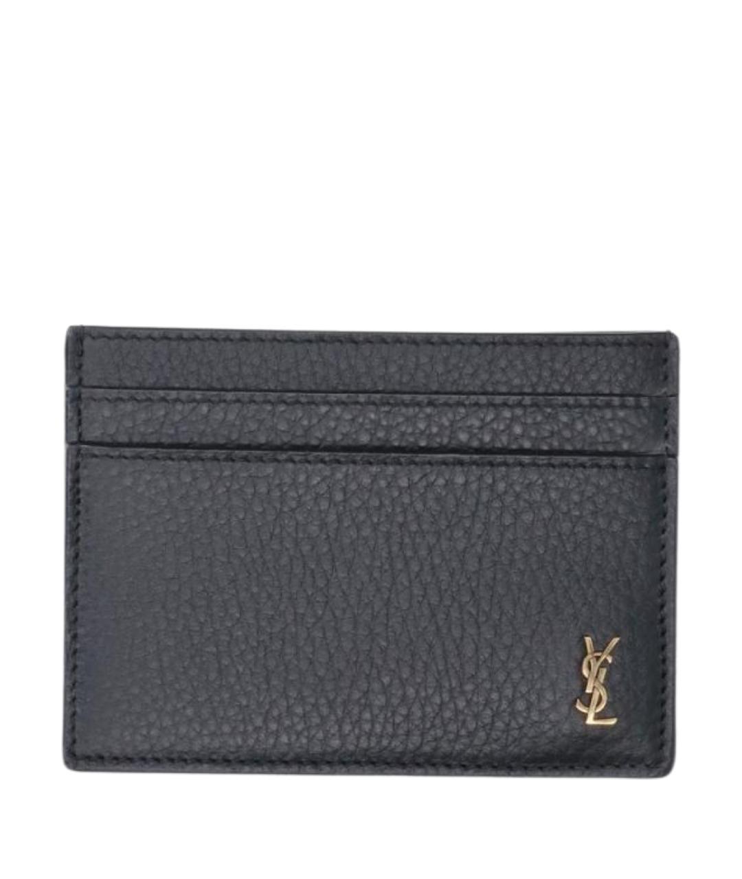 SAINT LAURENT Черный кожаный кардхолдер, фото 1