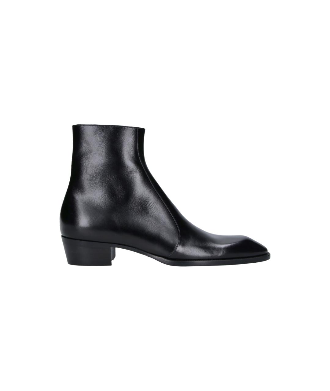 SAINT LAURENT Черные кожаные высокие ботинки, фото 6