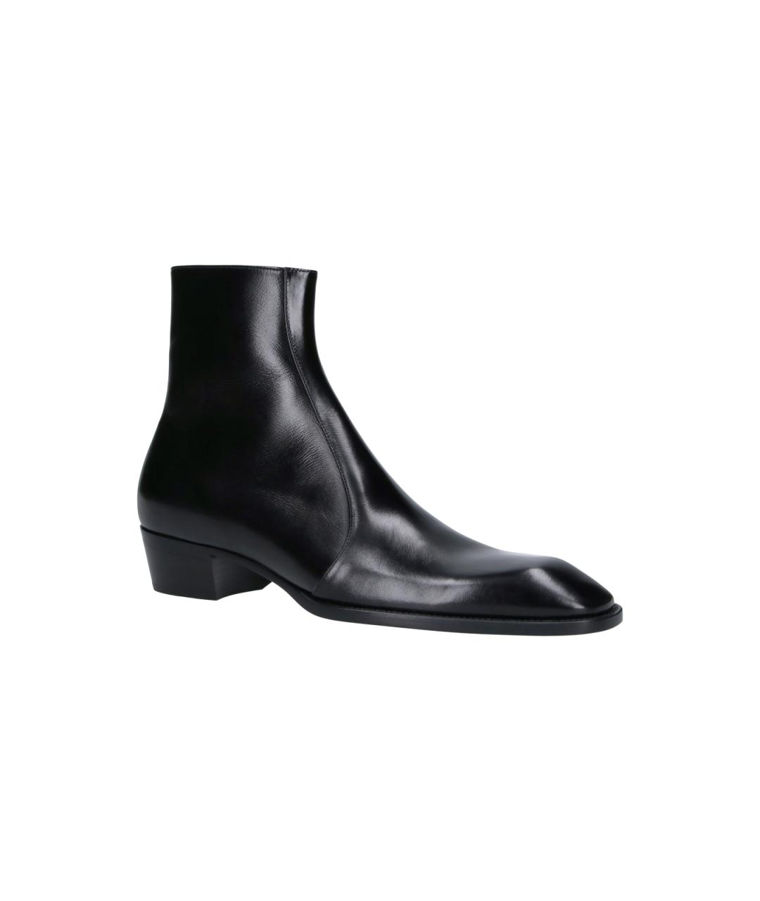 SAINT LAURENT Черные кожаные высокие ботинки, фото 2