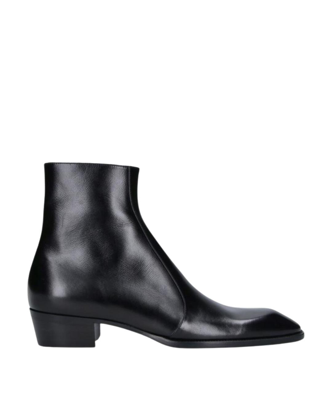 SAINT LAURENT Черные кожаные высокие ботинки, фото 1