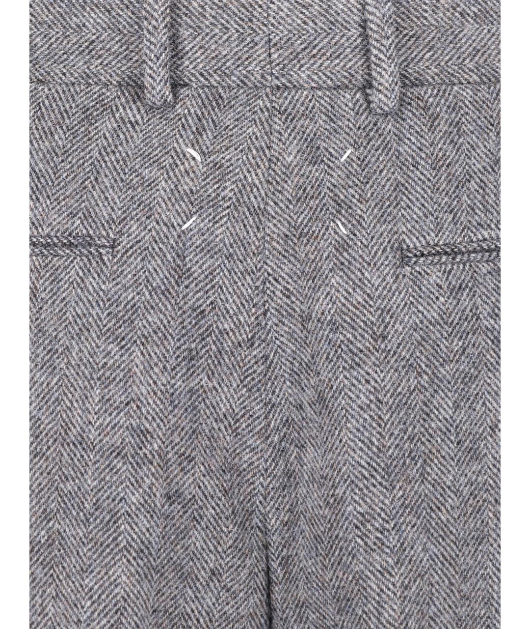 MAISON MARGIELA Серые шерстяные повседневные брюки, фото 4