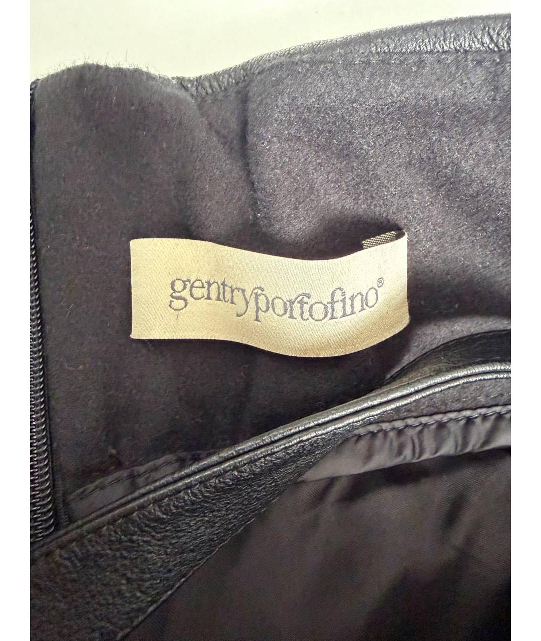GENTRY PORTOFINO Черное кожаное повседневное платье, фото 3