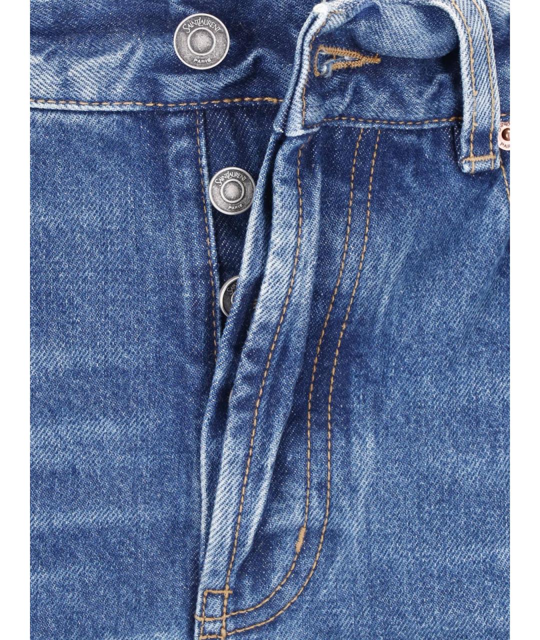 SAINT LAURENT Синие хлопковые прямые джинсы, фото 5
