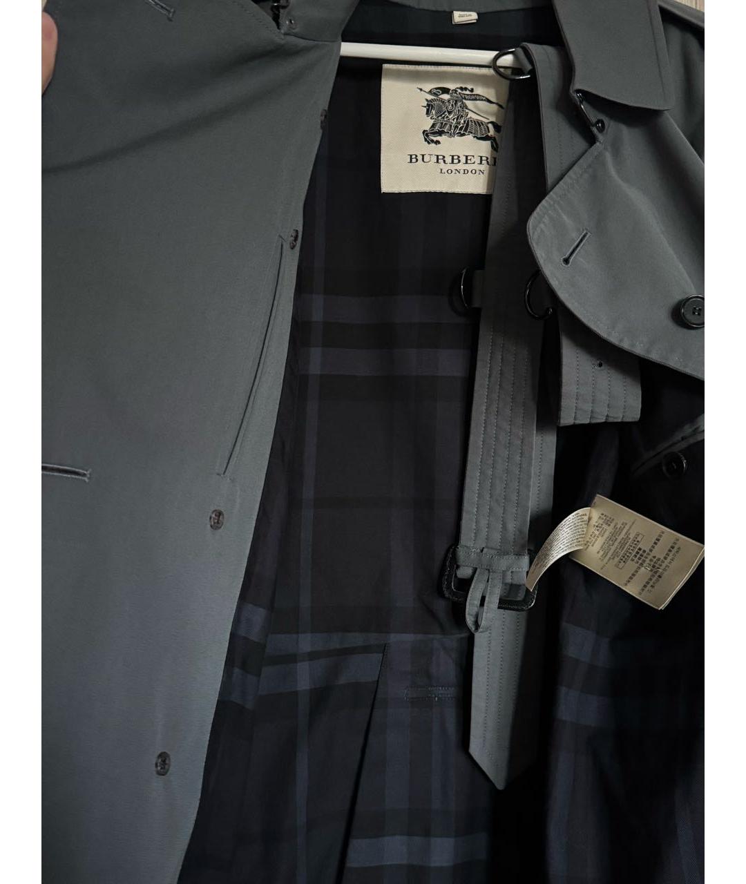 BURBERRY Серое хлопковое пальто, фото 3