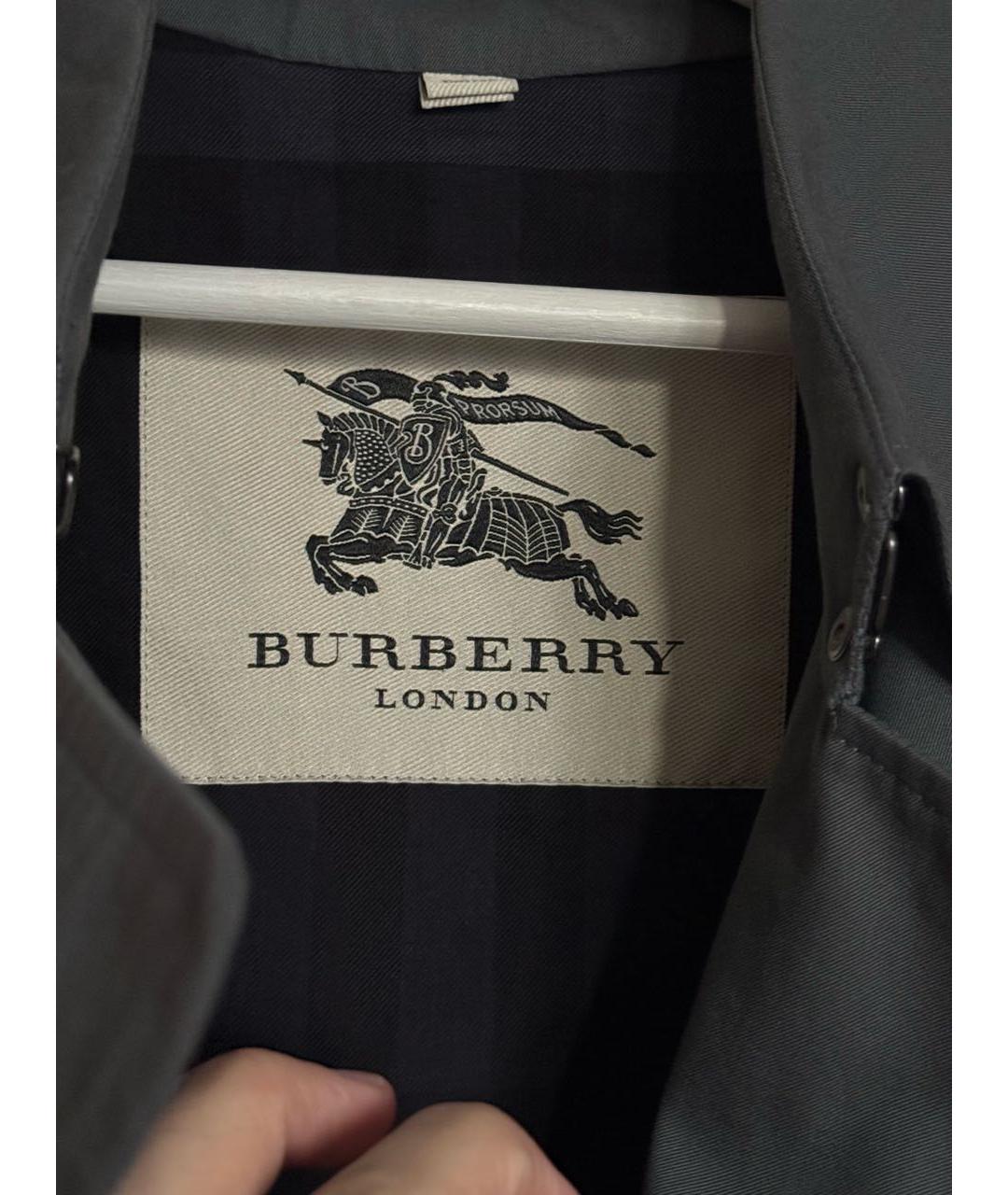 BURBERRY Серое хлопковое пальто, фото 7