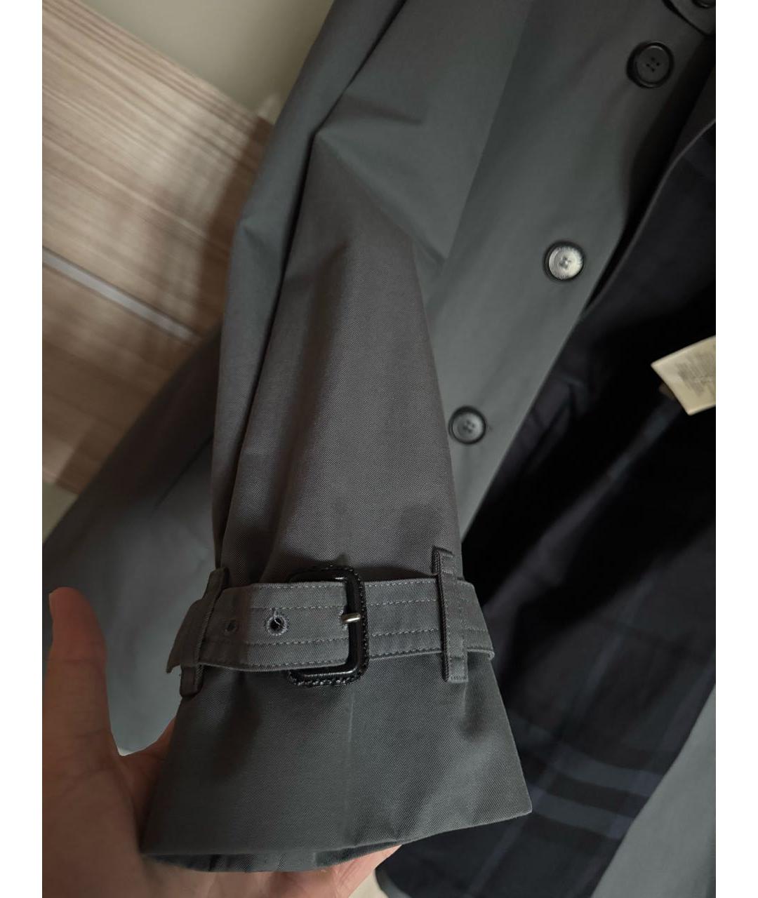BURBERRY Серое хлопковое пальто, фото 4