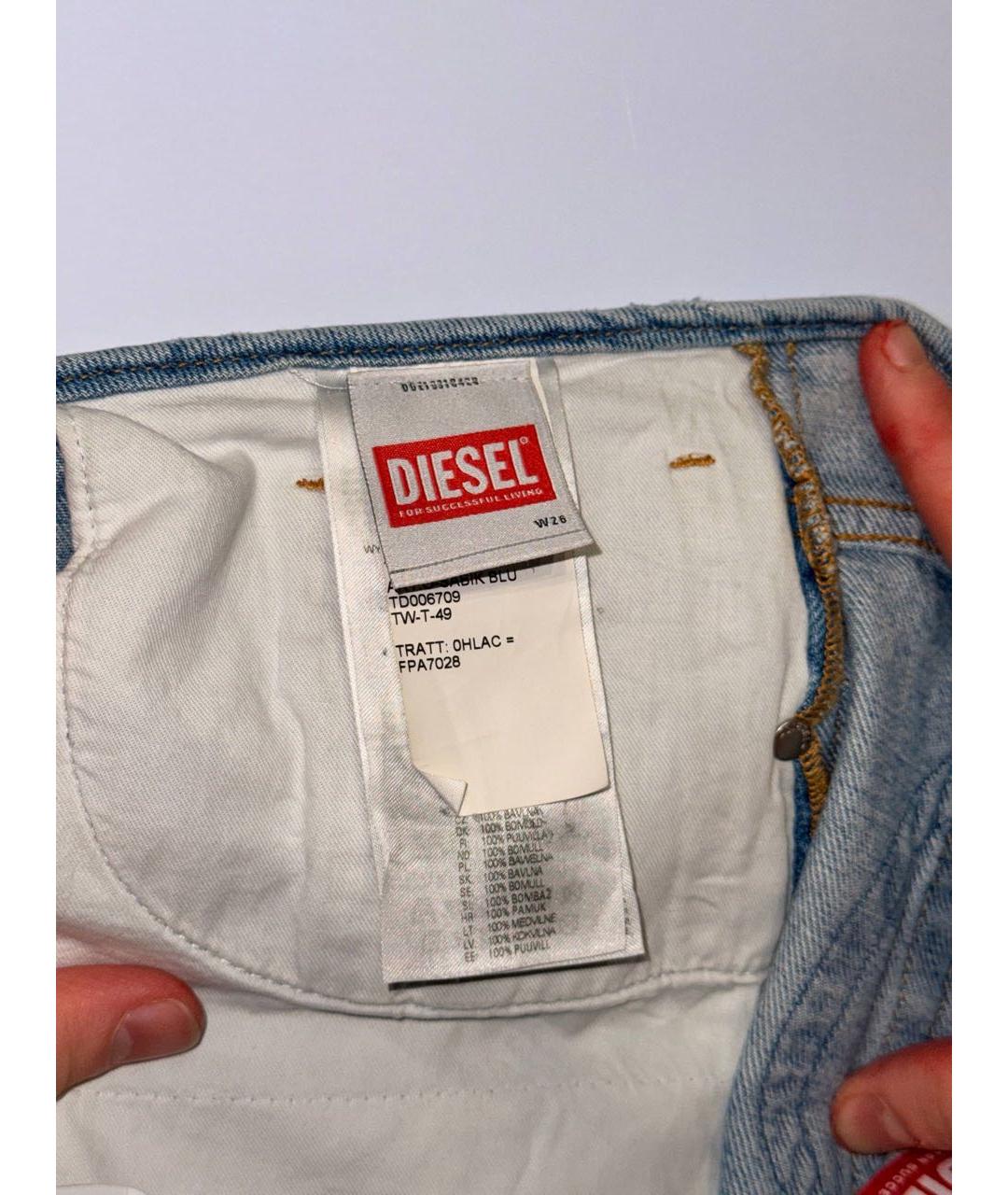 DIESEL Голубые хлопковые прямые джинсы, фото 7