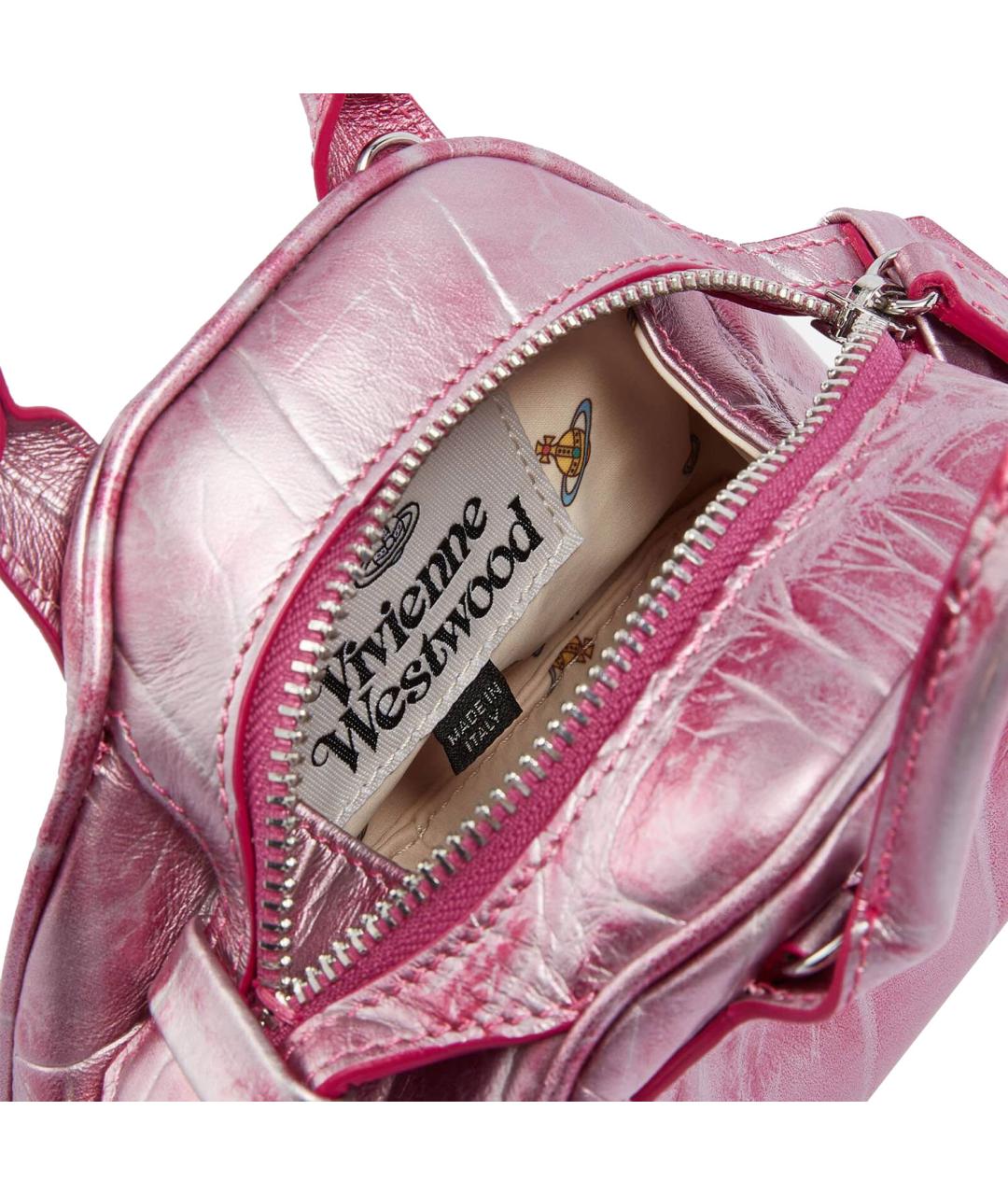 VIVIENNE WESTWOOD Розовая кожаная сумка через плечо, фото 4