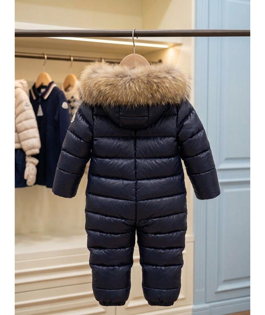 MONCLER KIDS Темно-синий полиэстеровый комбинезон, фото 2