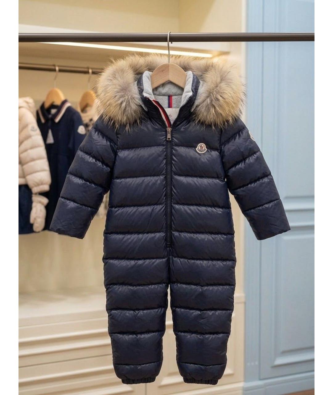 MONCLER KIDS Темно-синий полиэстеровый комбинезон, фото 9