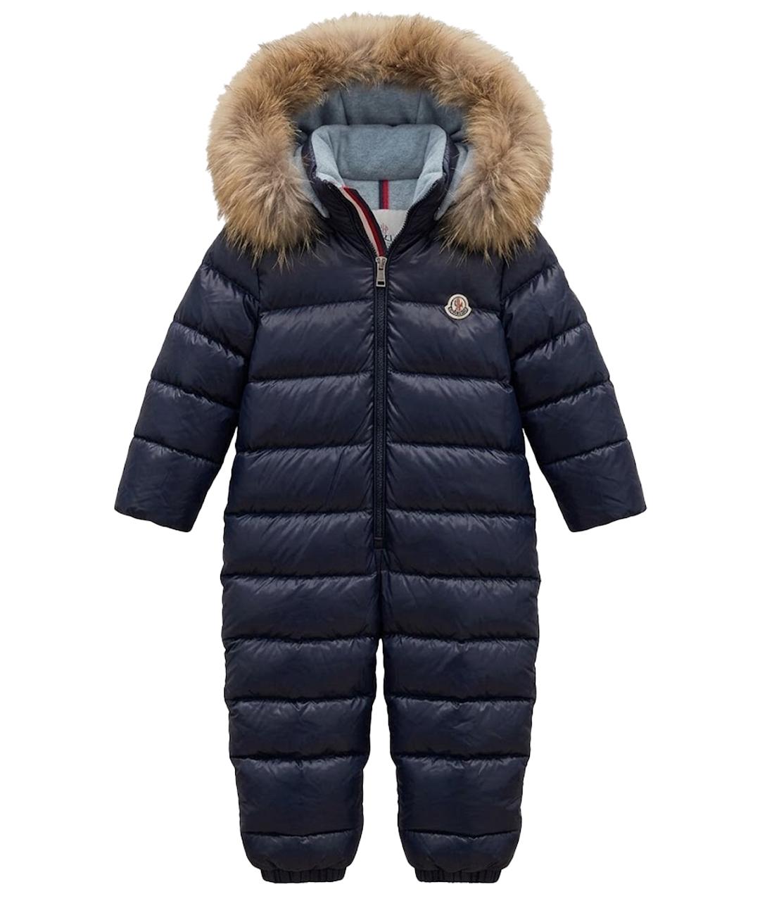 MONCLER KIDS Темно-синий полиэстеровый комбинезон, фото 1