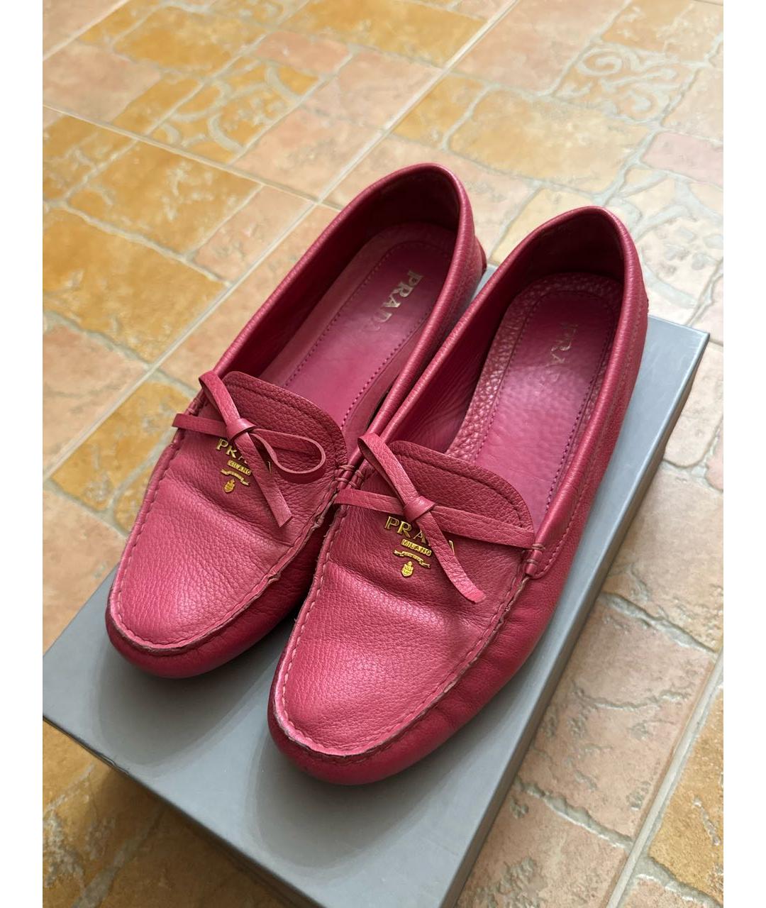 PRADA Розовые кожаные мокасины, фото 3