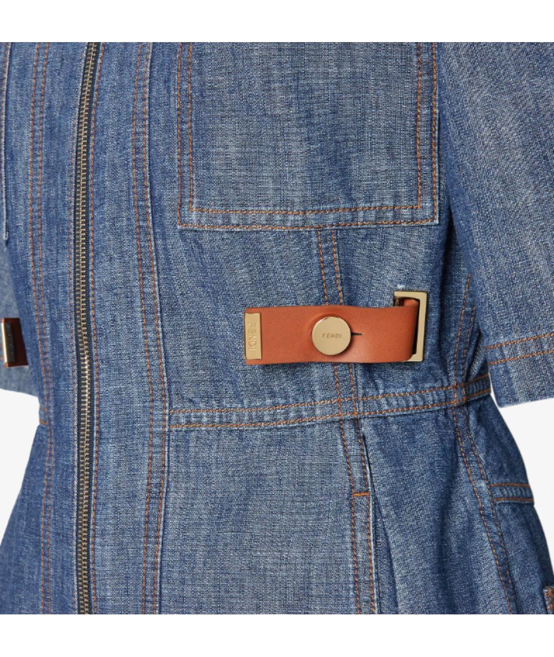 FENDI Синее хлопковое повседневное платье, фото 3