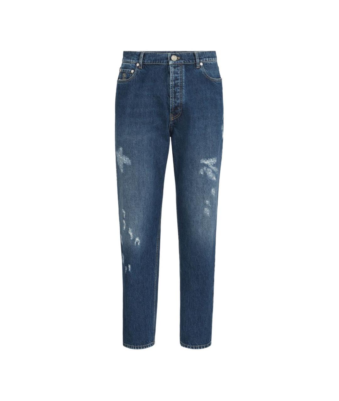 BRUNELLO CUCINELLI Синие хлопко-эластановые джинсы скинни, фото 1