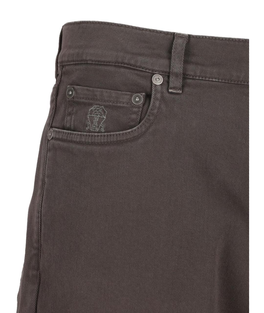 BRUNELLO CUCINELLI Коричневые хлопко-эластановые джинсы скинни, фото 3