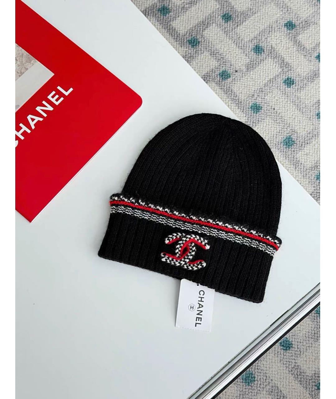 CHANEL Черная шерстяная шапка, фото 2