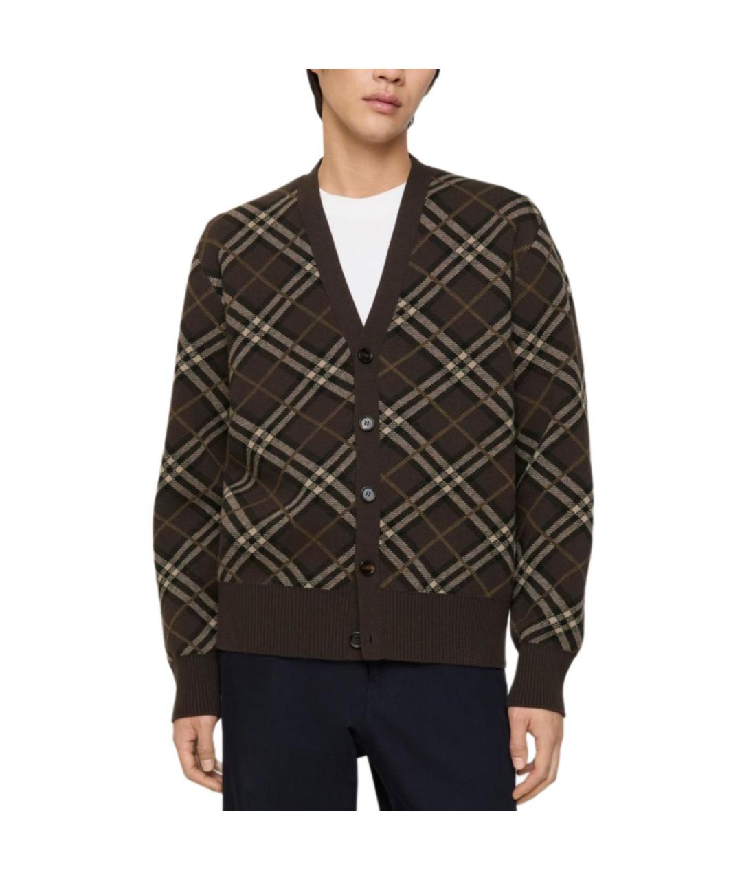 BURBERRY Коричневый шерстяной кардиган, фото 3