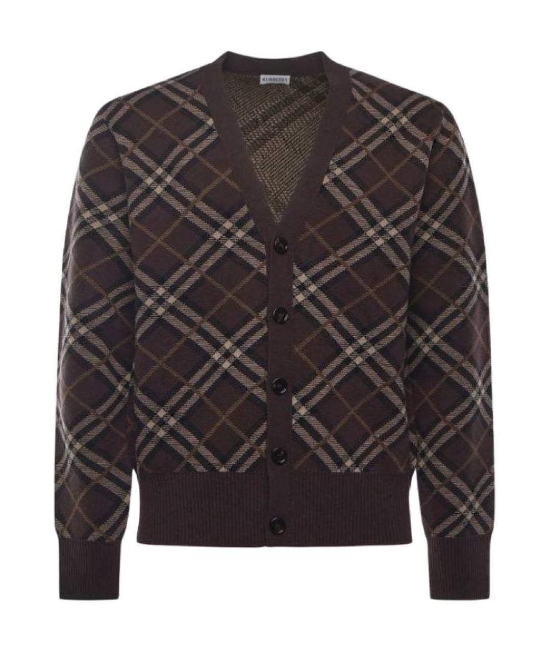 BURBERRY Коричневый шерстяной кардиган, фото 1