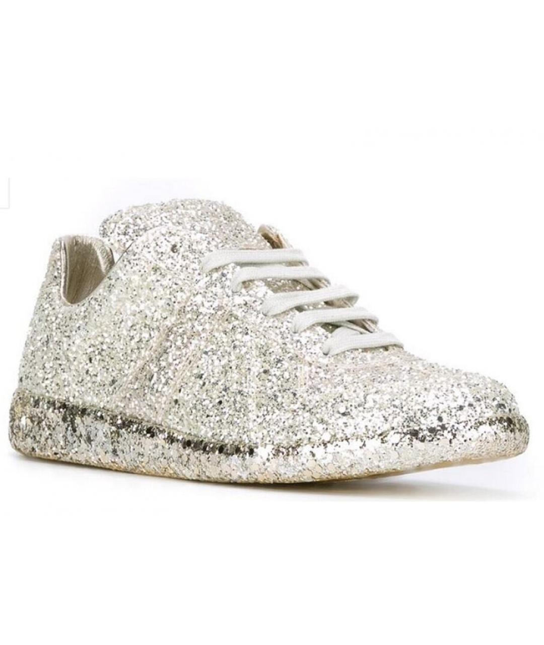 MAISON MARGIELA Серебряные кожаные кеды, фото 2