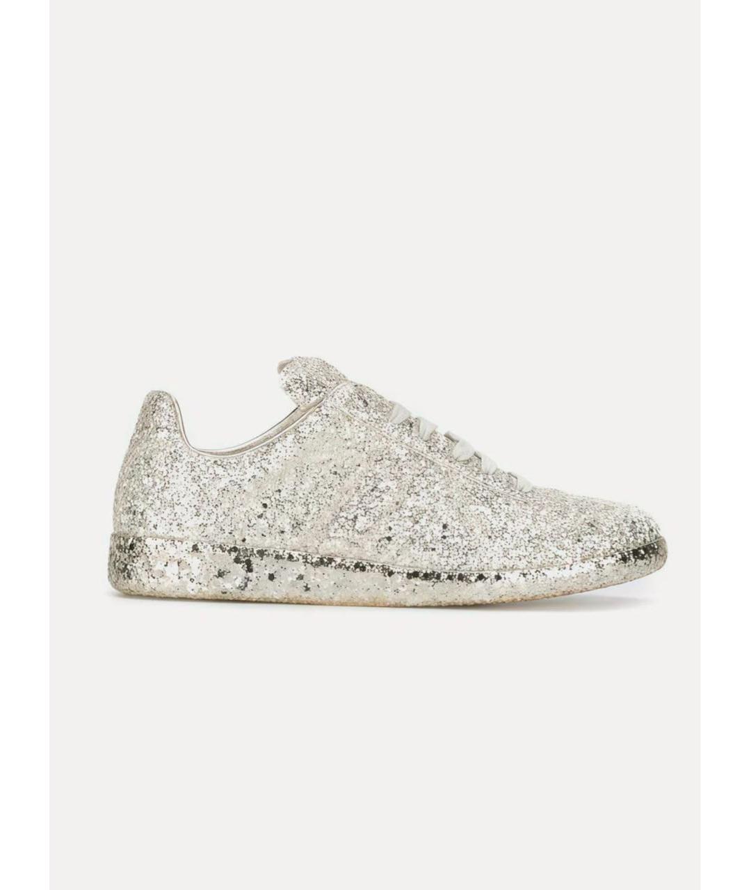 MAISON MARGIELA Серебряные кожаные кеды, фото 5