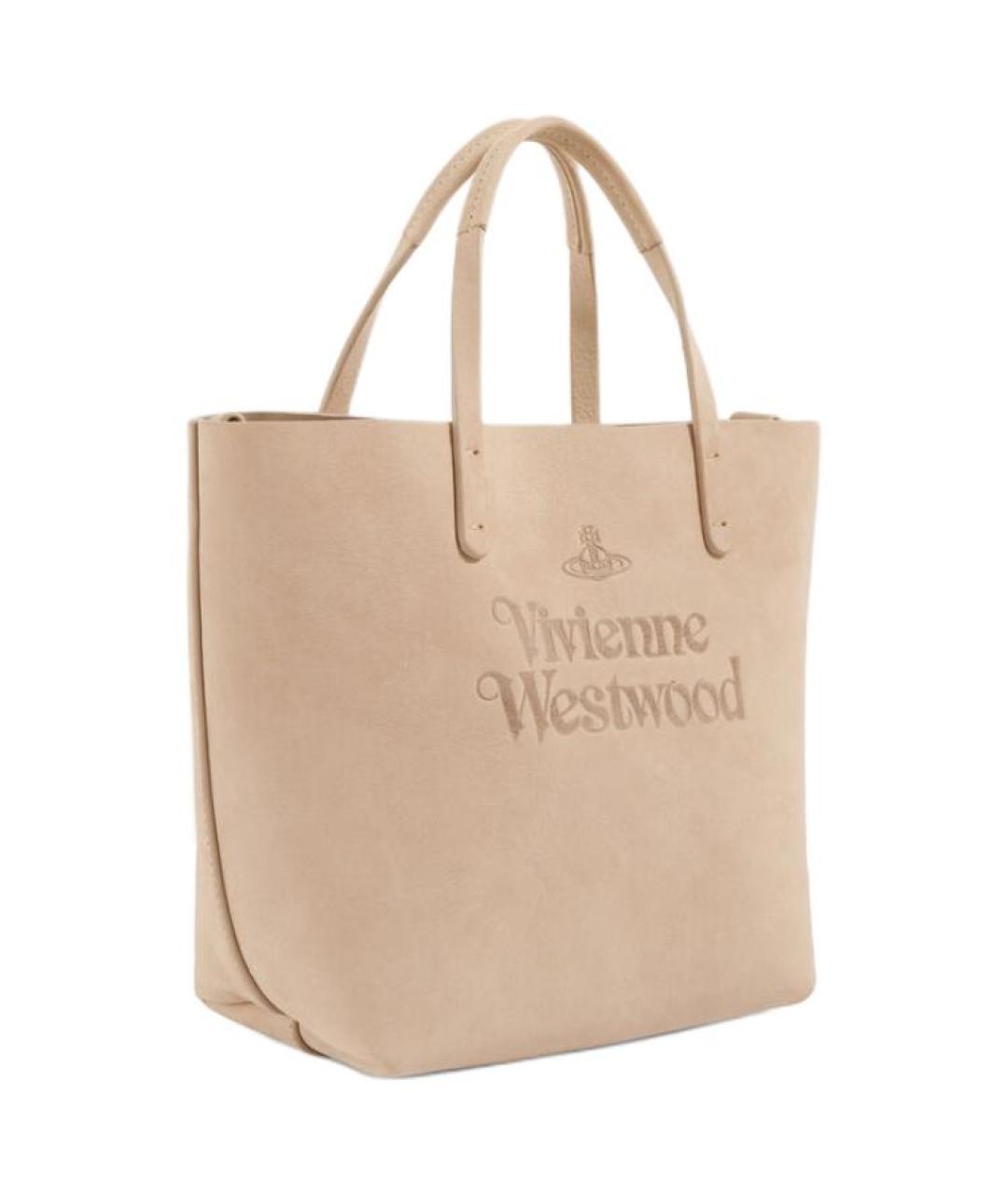 VIVIENNE WESTWOOD Бежевая кожаная сумка через плечо, фото 3