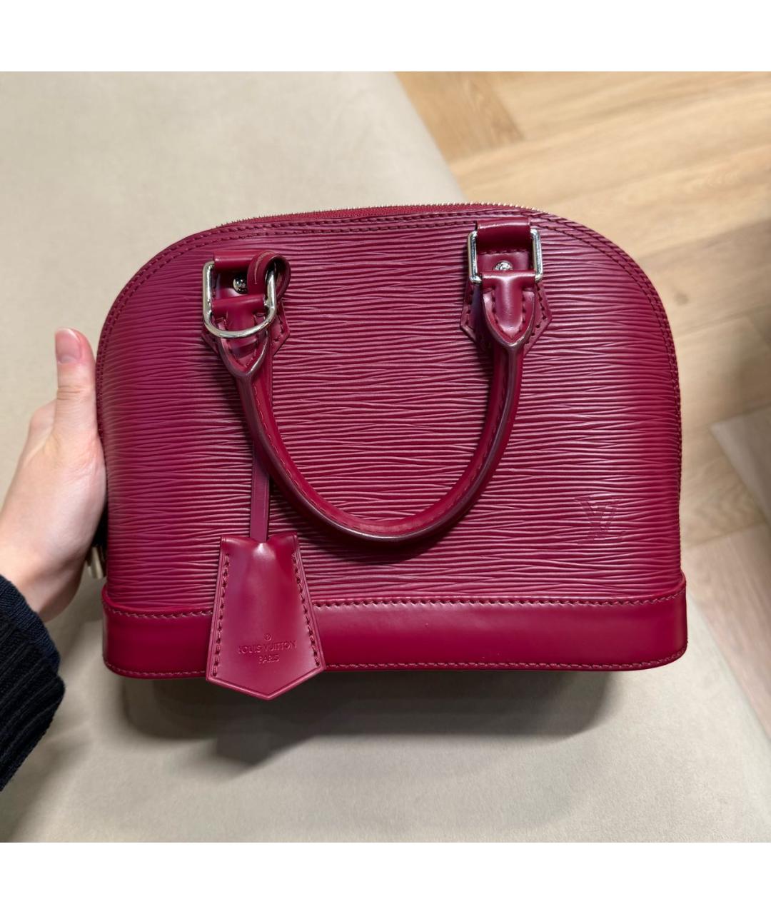 LOUIS VUITTON Бордовая кожаная сумка через плечо, фото 4