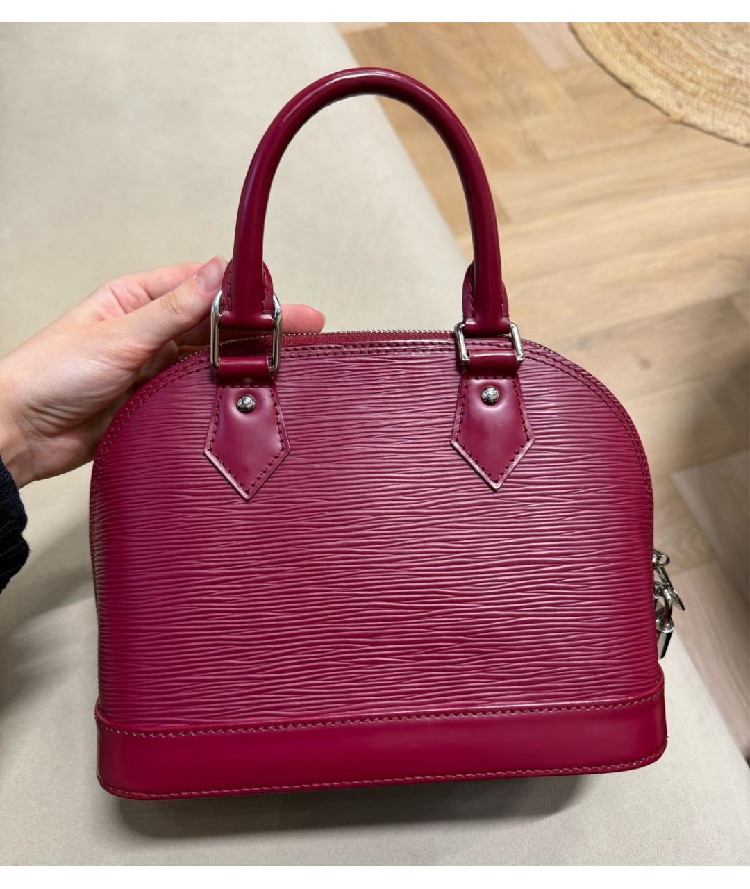 LOUIS VUITTON Бордовая кожаная сумка через плечо, фото 3