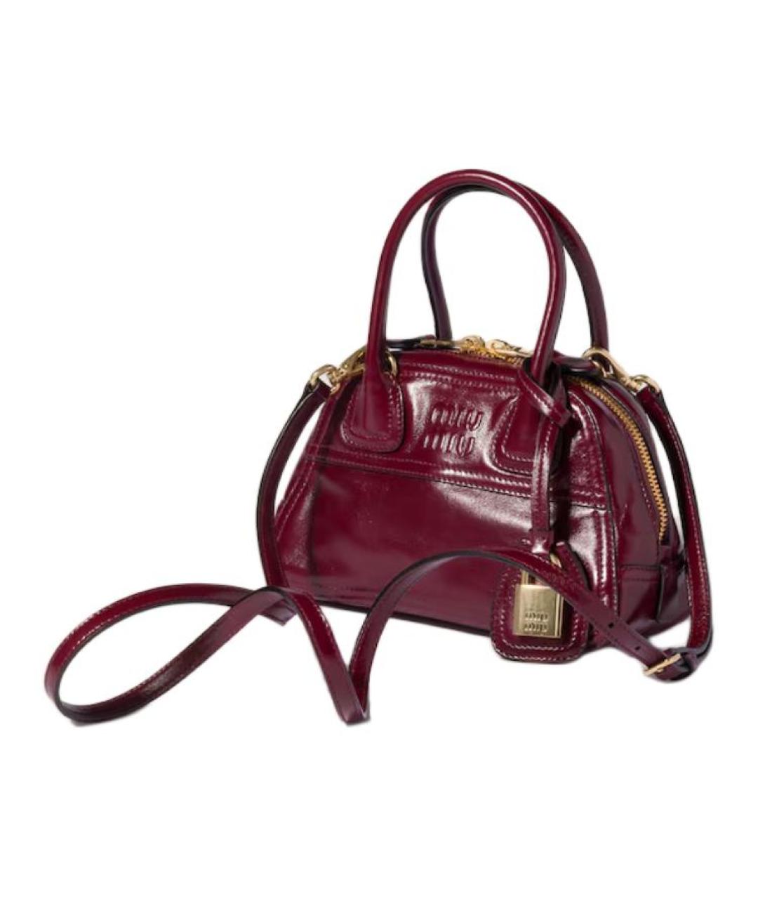 MIU MIU Бордовая кожаная сумка через плечо, фото 2