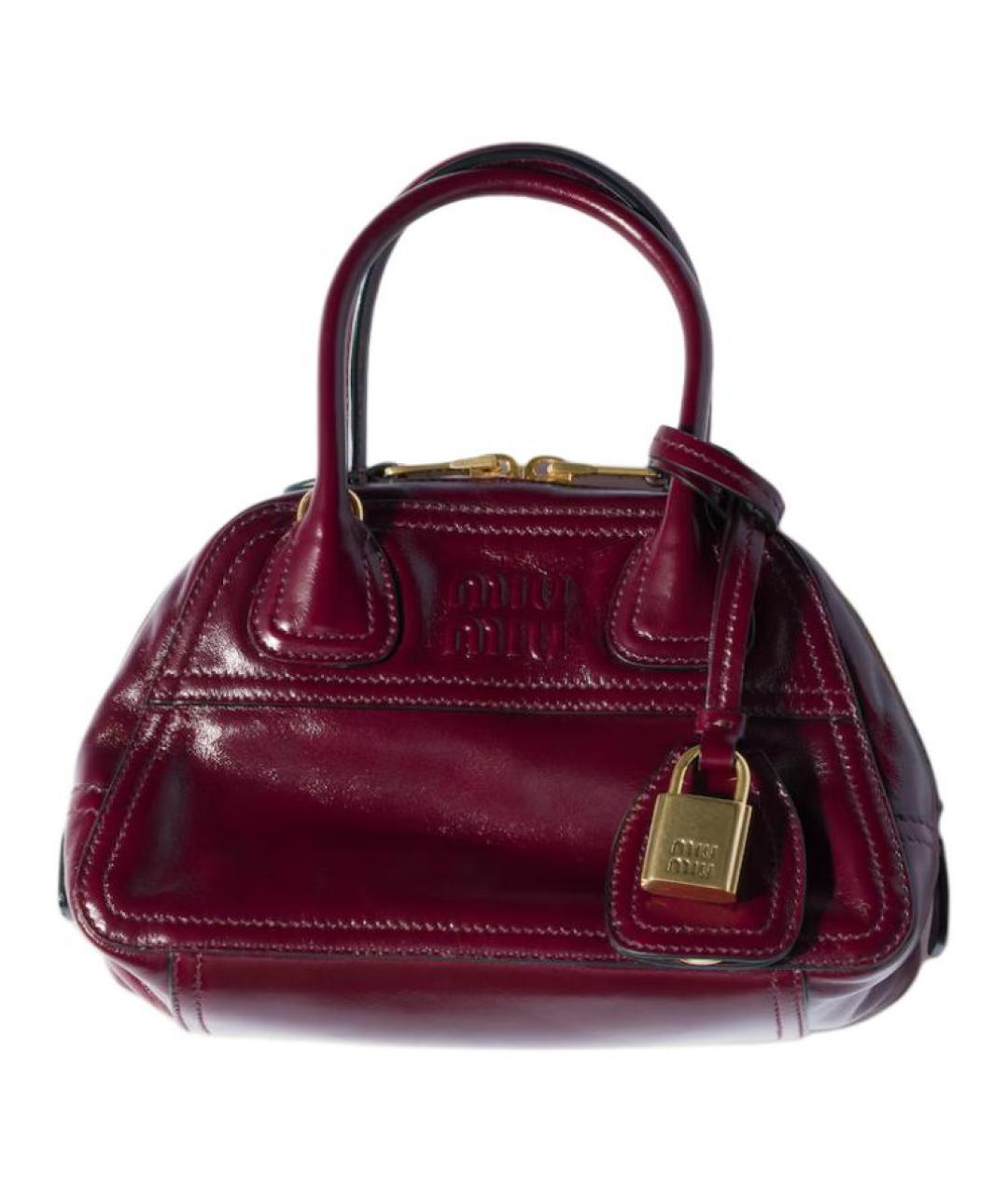 MIU MIU Бордовая кожаная сумка через плечо, фото 3