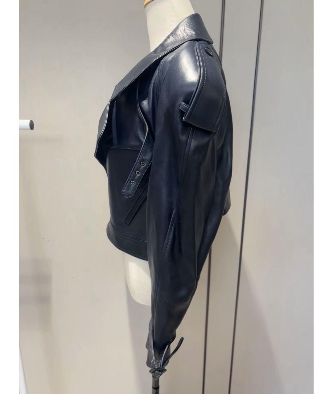 SAINT LAURENT Темно-синяя кожаная куртка, фото 5