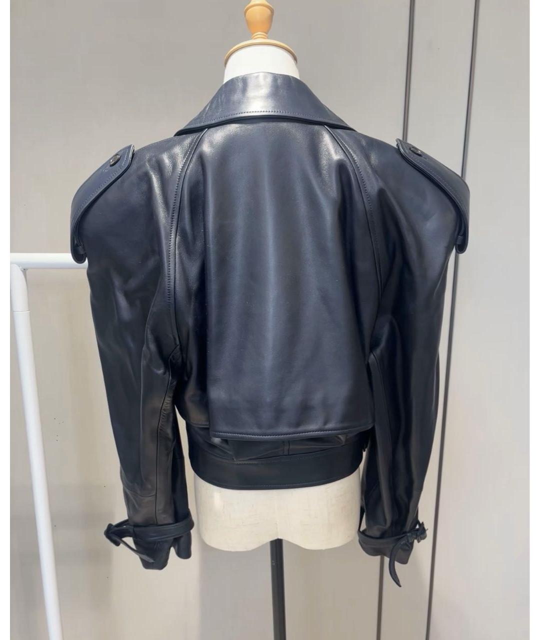 SAINT LAURENT Темно-синяя кожаная куртка, фото 3
