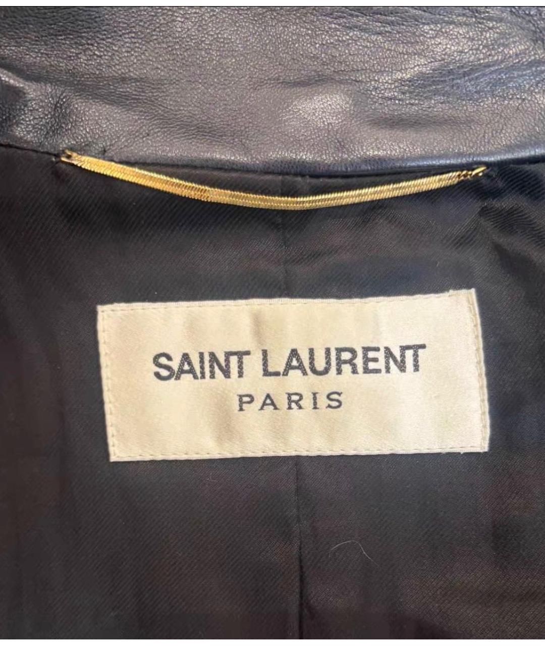 SAINT LAURENT Темно-синяя кожаная куртка, фото 7