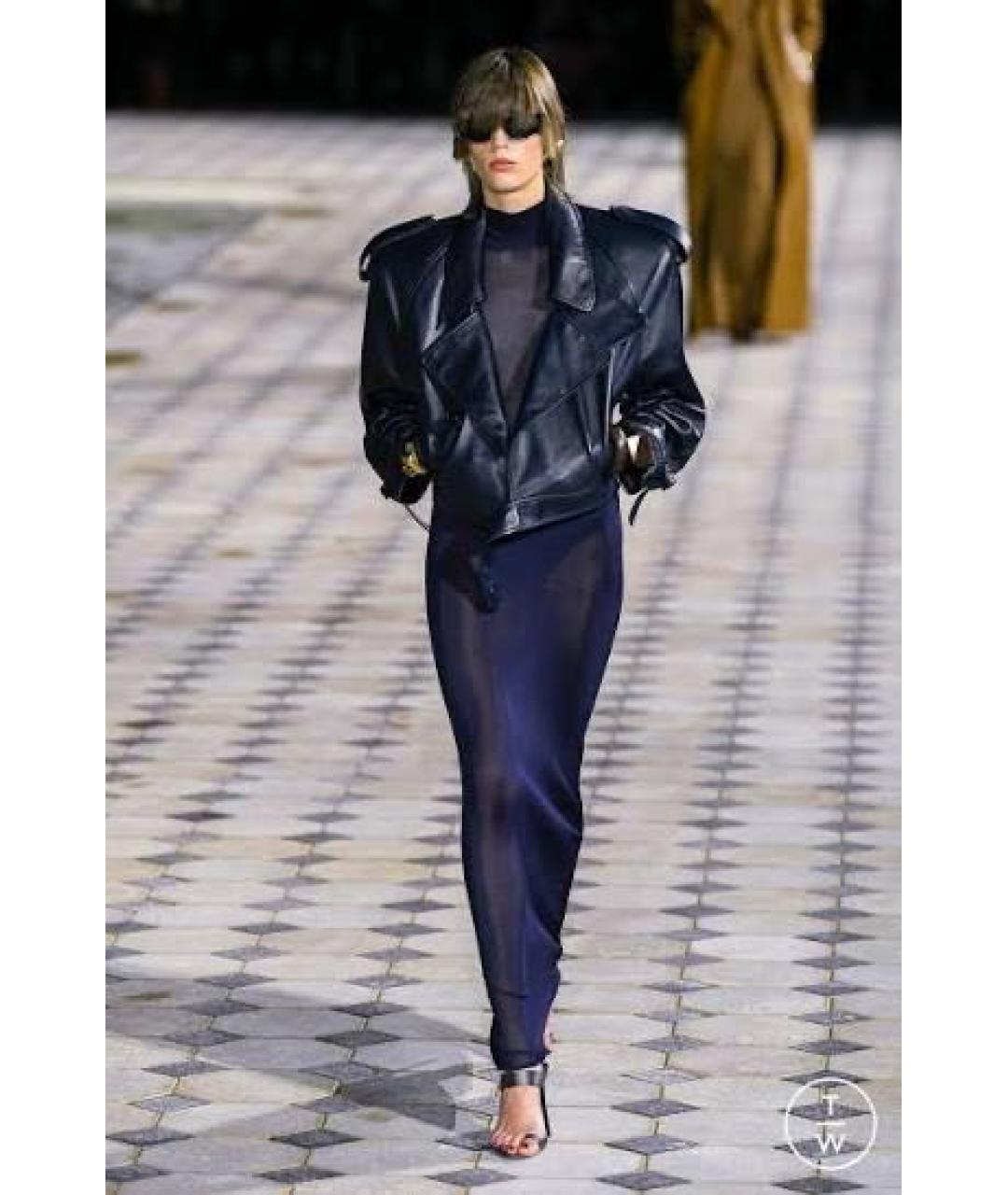 SAINT LAURENT Темно-синяя кожаная куртка, фото 8