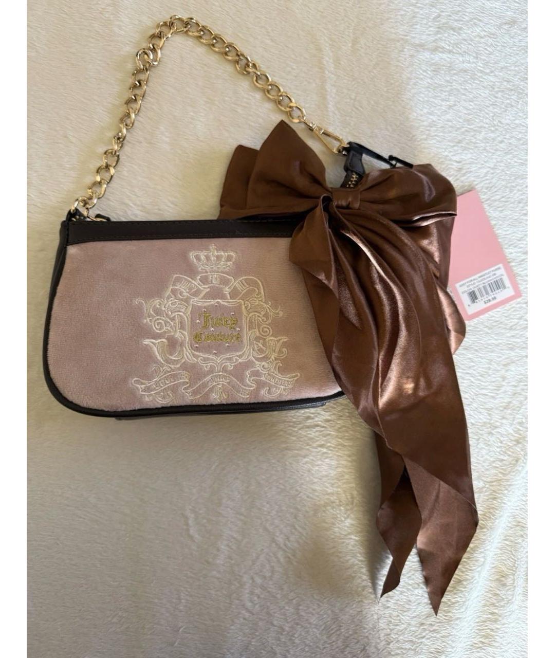 JUICY COUTURE Розовая бархатная сумка с короткими ручками, фото 6