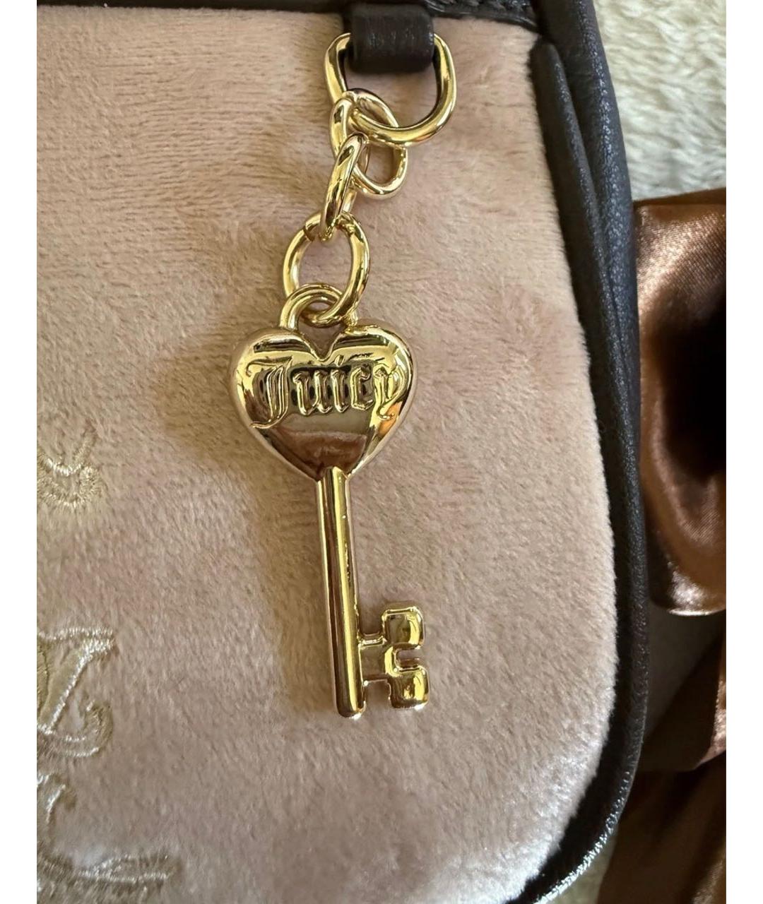 JUICY COUTURE Розовая бархатная сумка с короткими ручками, фото 4